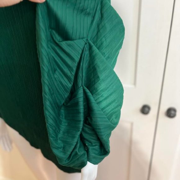 Scarlet Sage Emerald Green Plisse Asymmetric Top - OS - Picture 3 of 6